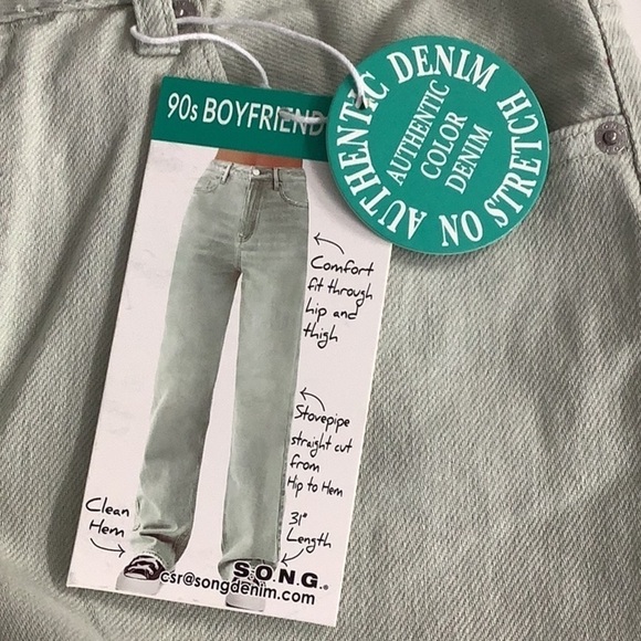 S.O.N.G. 90s Boyfriend Jean light green Size 13 New With Tags - Picture 6 of 8